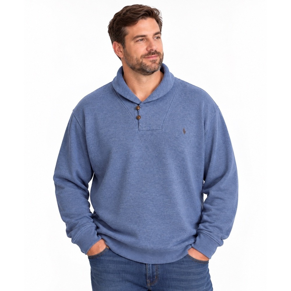 Polo Ralph Lauren Estate Rib Shawl Collar Pullover 2XB Blue
